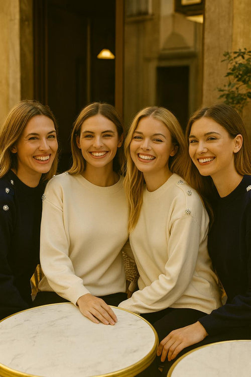 Crystal Embellished Crew Neck Jumper