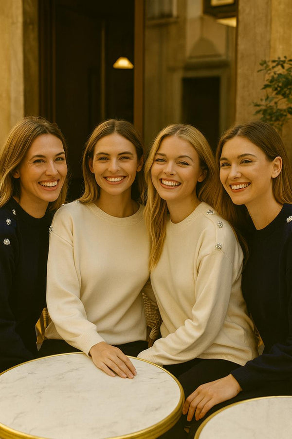 Crystal Embellished Crew Neck Jumper