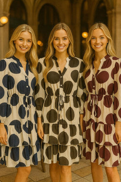 Polka dot Pull in tier midi dress