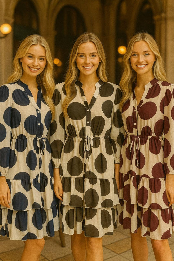 Polka dot Pull in tier midi dress