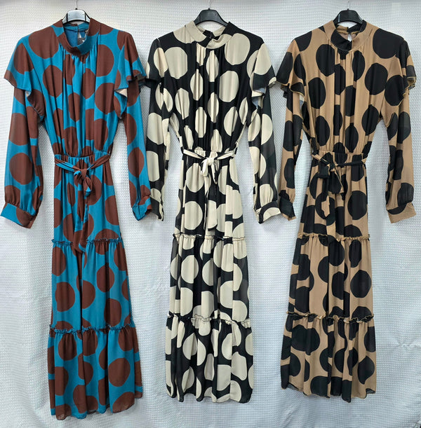 Priya Polka Dot Tier Maxi Dress