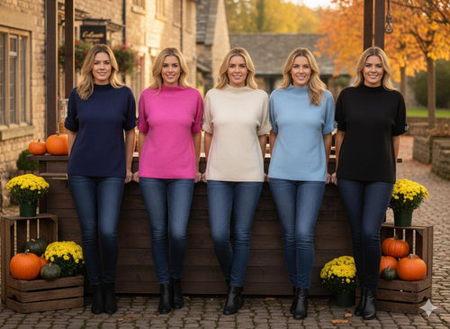 Crystal Sleeve Turtle Neck Fine Knit