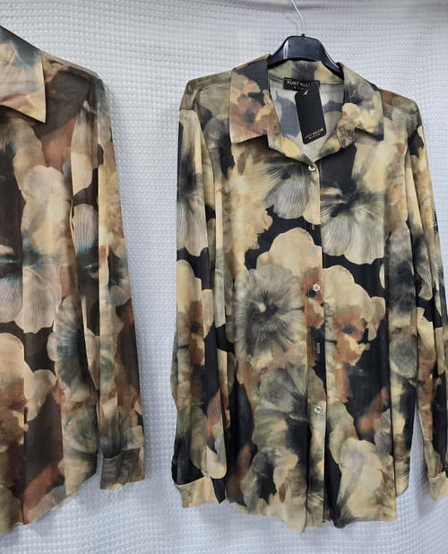 Vintage Floral Sateen Sheer Shirt