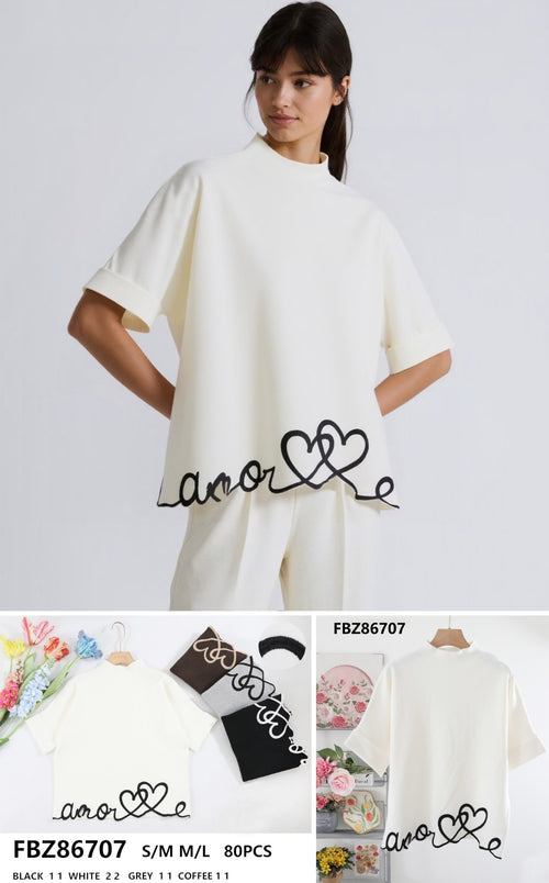 Heart Cornelli Trim Turtle Neck Knit