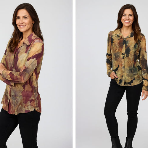 Vintage Floral Sateen Sheer Shirt