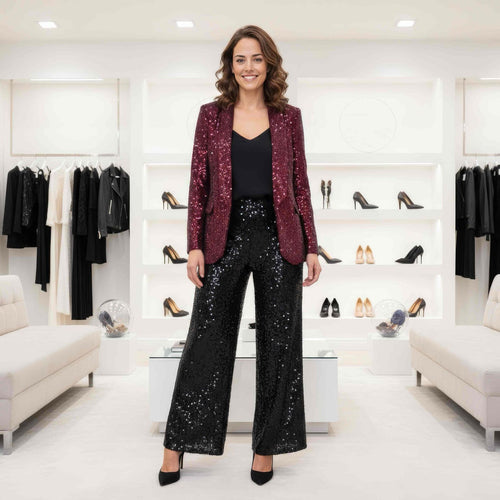 Sequin Wide Leg Trousers