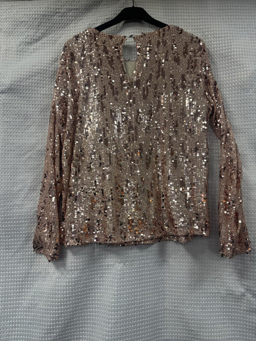 Crew Neck Sequin Blouse