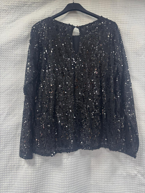 Crew Neck Sequin Blouse
