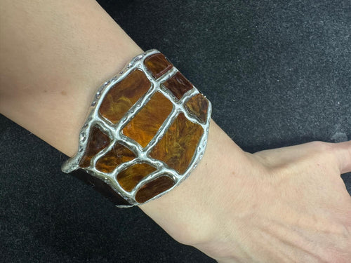 Chocolate Marble Metal Cuff bracelet