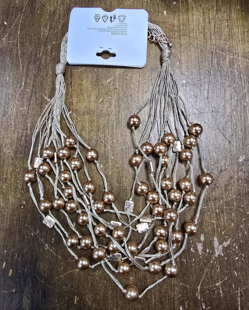 Bronze Bead Lurex Necklace