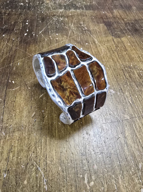 Chocolate Marble Metal Cuff bracelet