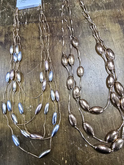 Metallic Bead Gold Layered Necklace