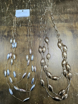 Metallic Bead Gold Layered Necklace