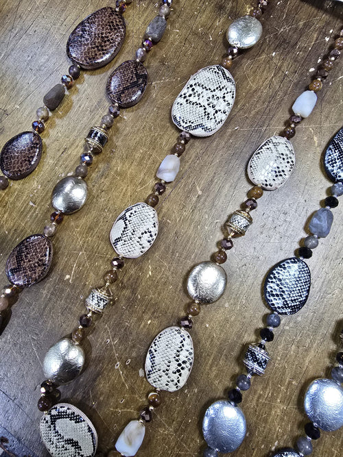 Reptile Leather look Bead Necklace
