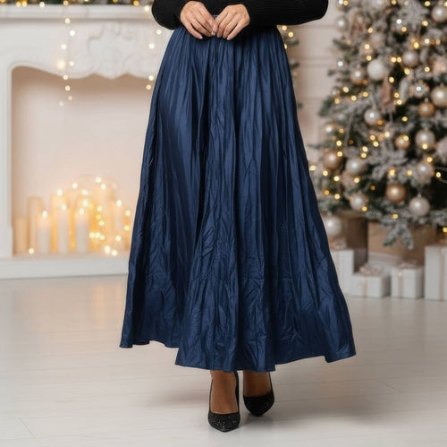 Crinkle Satin Elasticated Maxi Skirt
