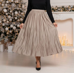 Crinkle Satin Elasticated Maxi Skirt