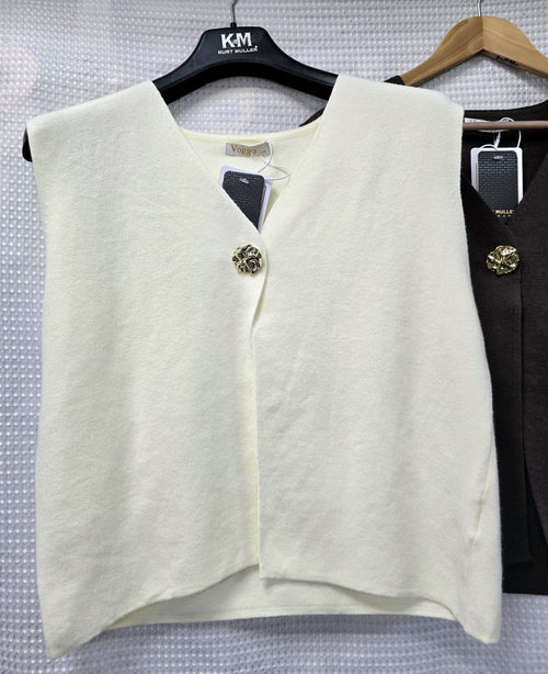 Vintage Gold Metal Button Wool Blend V Waistcoat