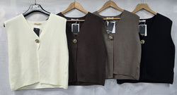 Vintage Gold Metal Button Wool Blend V Waistcoat