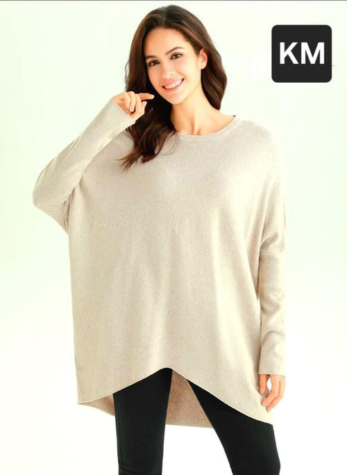 High Low Shimmer Lurex Knit Jumper