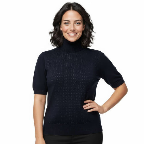 Shimmer Stud Polo Neck Knit