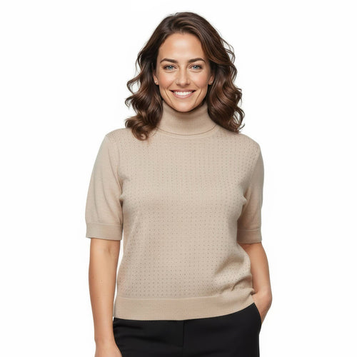 Shimmer Stud Polo Neck Knit
