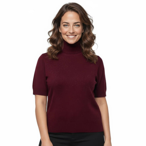 Shimmer Stud Polo Neck Knit