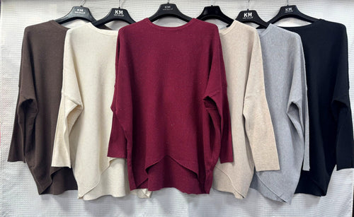 High Low Shimmer Lurex Knit Jumper
