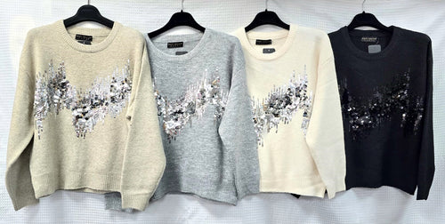 Sequin Wave Wool Blend Jumper