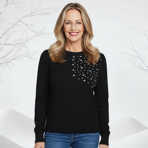 Crystal Trim Wool Blend Jumper