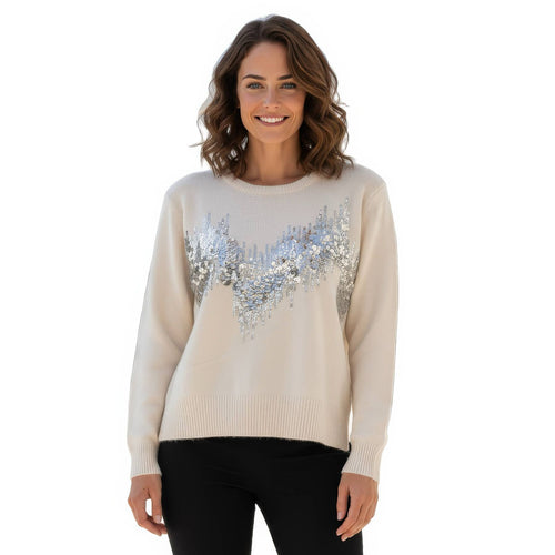 Sequin Wave Wool Blend Jumper
