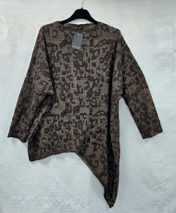 Textured asymmetric long sleeve top