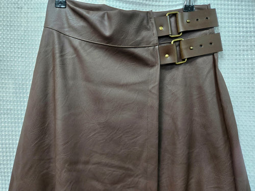 PU Leather look buckle Skirt