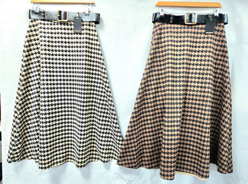 Dogtooth Check Suedette Midaxi Skirt