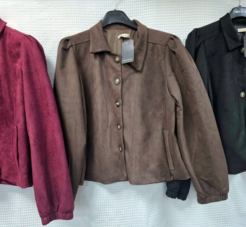 Suedette Blusson Sleeve Cropped Jacket