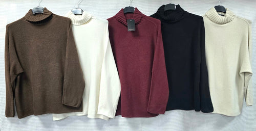 Ribbed Polo Neck Fine Knit