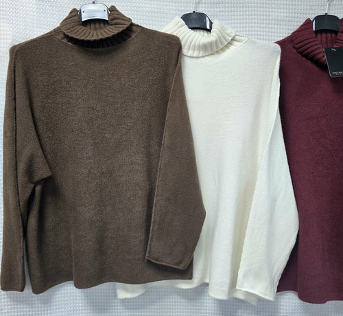 Ribbed Polo Neck Fine Knit