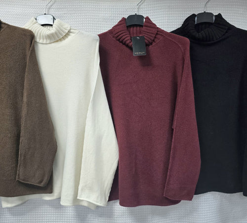 Ribbed Polo Neck Fine Knit