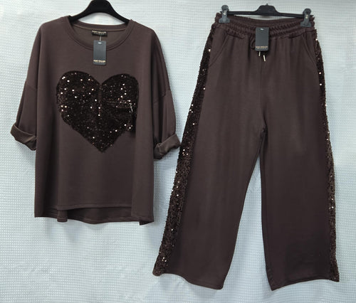 Sequin Side Trim  scuba Wide Leg Scuba Trousers