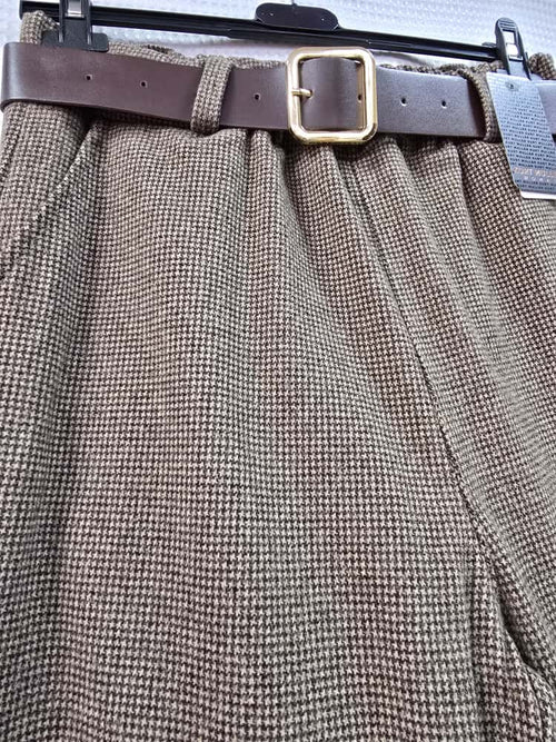 Small Check Tweed Wide Leg Trousers