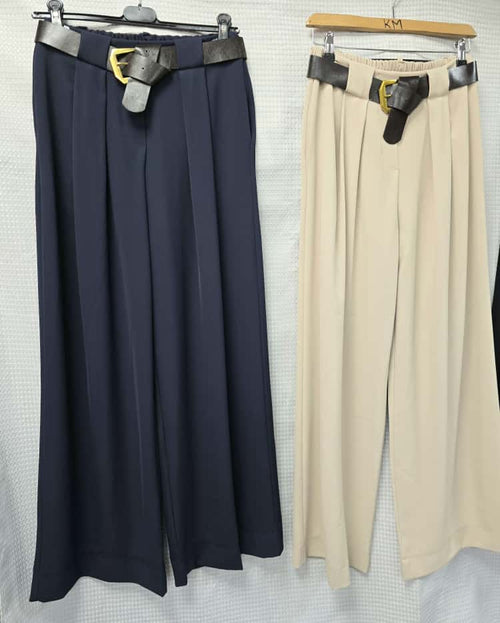 Carla Crepe Wide Leg Belted Trousers