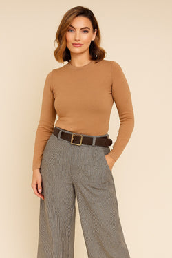 Small Check Tweed Wide Leg Trousers