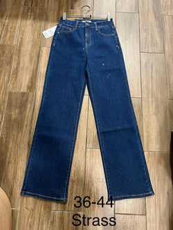 Crystal Embellished Voggo Wide Leg High Waisted Jeans