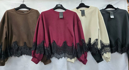 Lace Trim Sweat Top