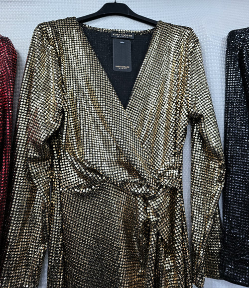 Shimmer V Notch Maxi Dress