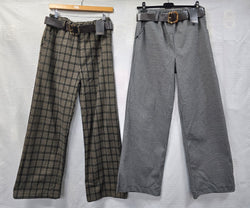 Big Check Tweed Wide Leg Trousers