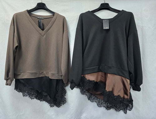 Sateen Lace Hem Cotton Tunic