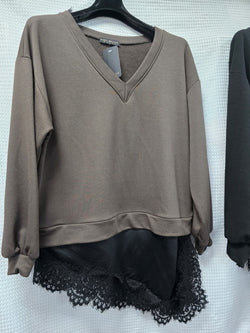 Sateen Lace Hem Cotton Tunic