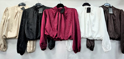 Sparkle Sateen Cropped Blouse