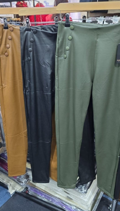 Button PU leather Bistretch Leggings