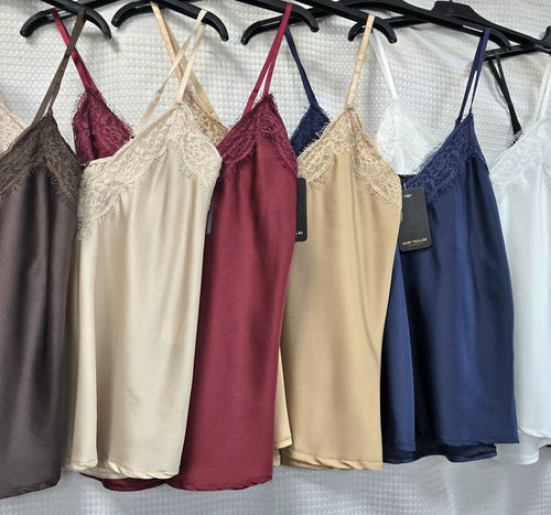 Lace Trim Satin Cami Vest